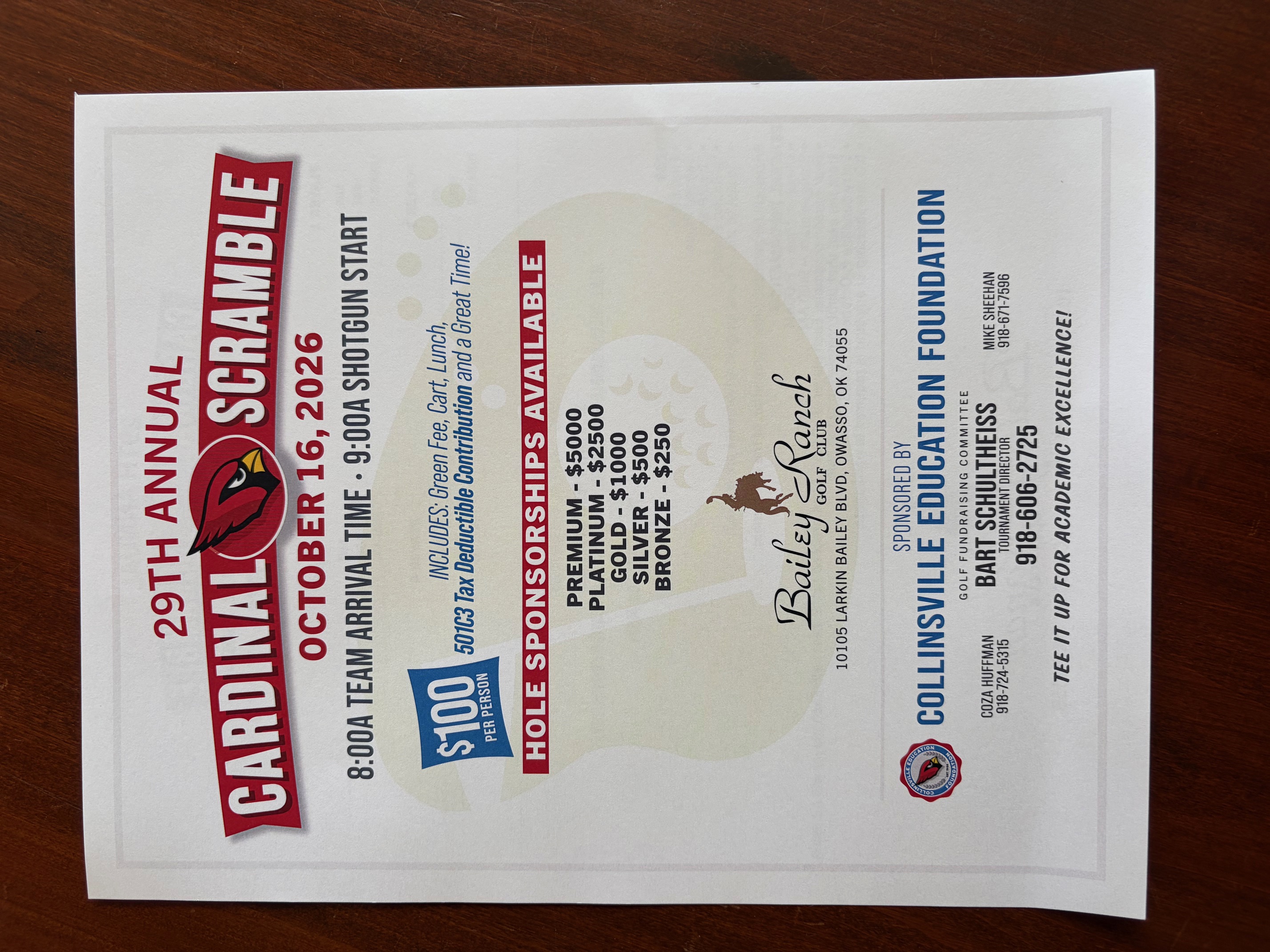 Cardinal Scramble flyer