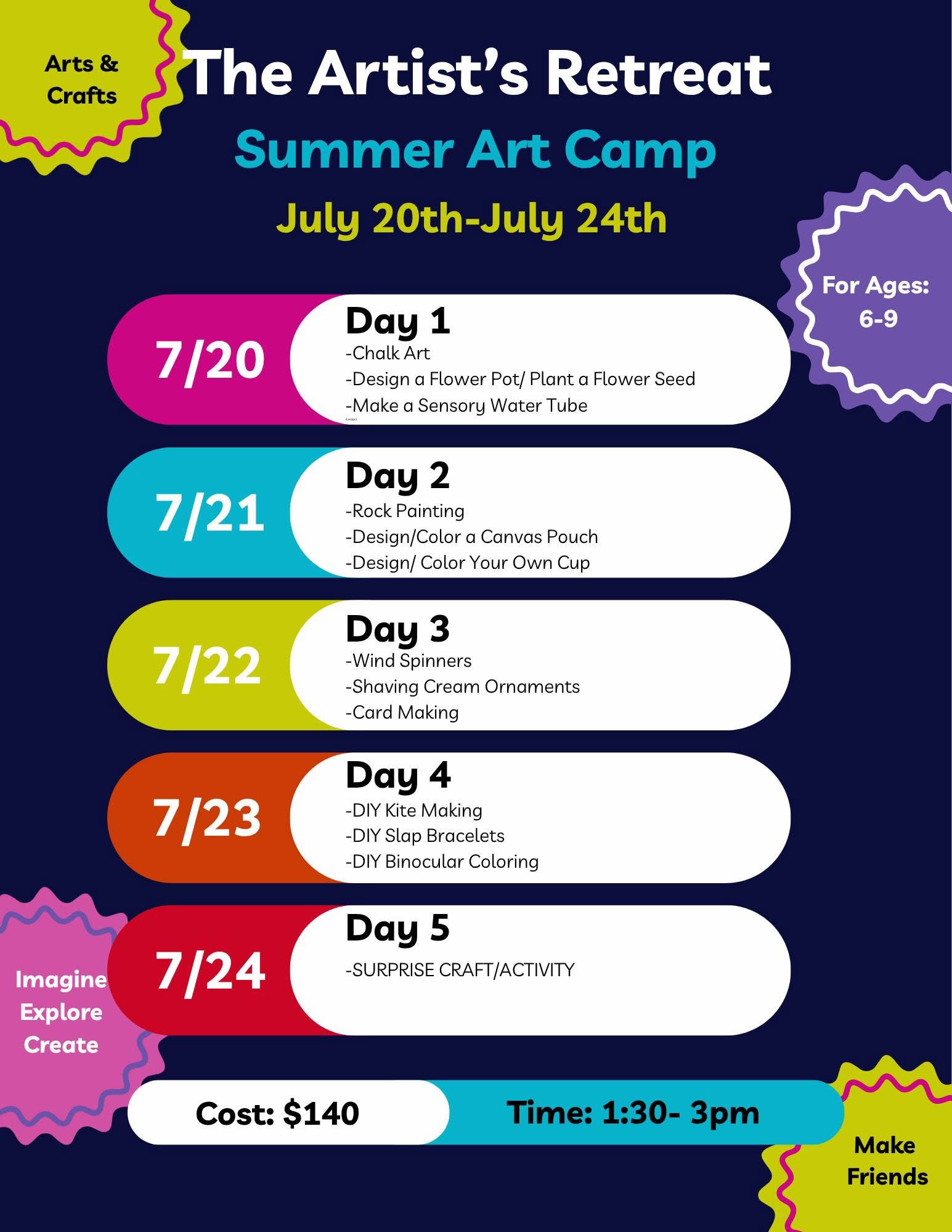 The Artist's Retreat Summer Art Camp flyer