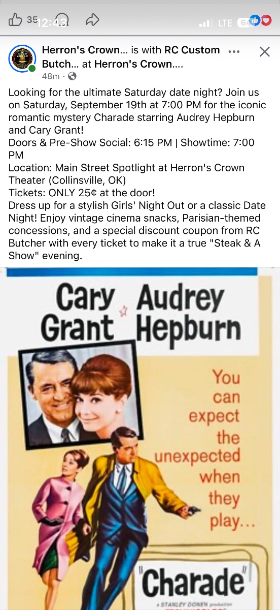Charade – Classic Film Screening flyer