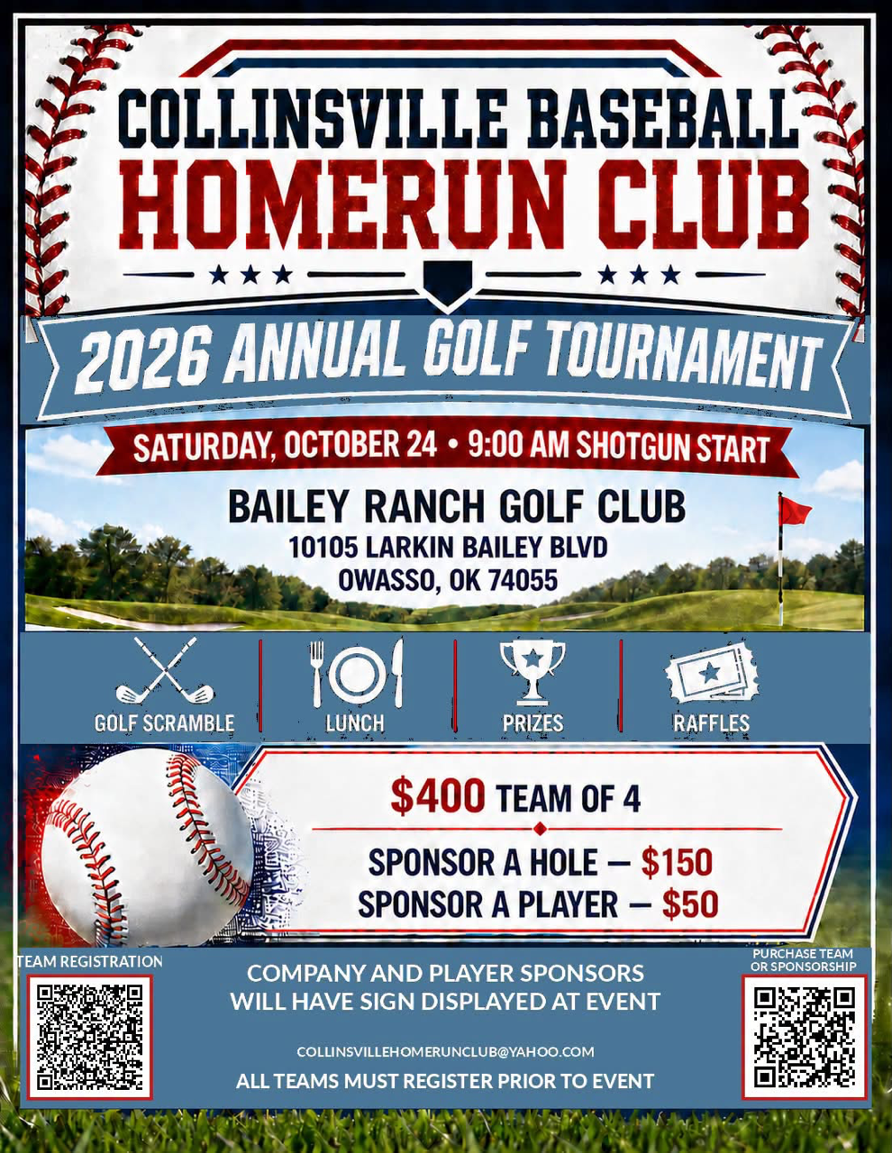 Collinsville Baseball Homerun Club 2026 Annual Golf Tournament flyer