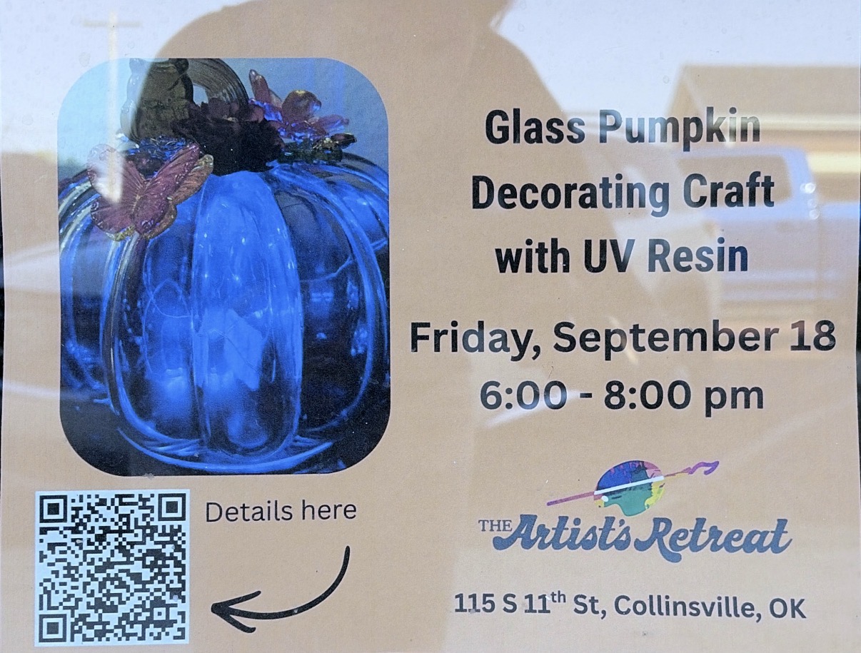 Glass Pumpkin Decorating Craft with UV Resin flyer