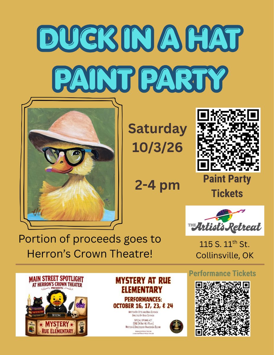 Duck in a Hat Paint Party flyer